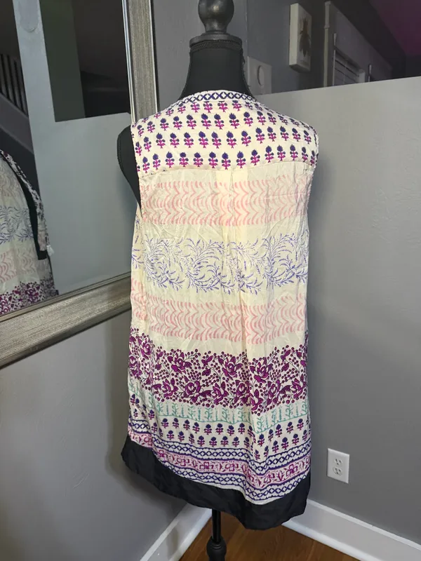 Maeve x Anthropologie Silk Bohemian Mixed Print Tunic Blouse Festival Chic 10 - Image 6