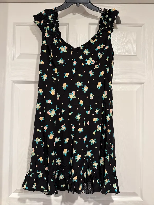 FREE PEOPLE WOMENS LIKE A LADY SLEEVELESS PRINTED MINI DRESS, BLACK, Medium NWT - Image 6