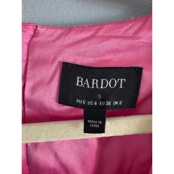 Bardot Pink Ruched Mini Dress Size 4 Bubble Retro Flirty Feminine - Image 8