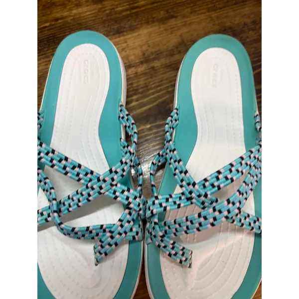 Crocs White And Blue Sandals‎ SIze 6 - Image 4