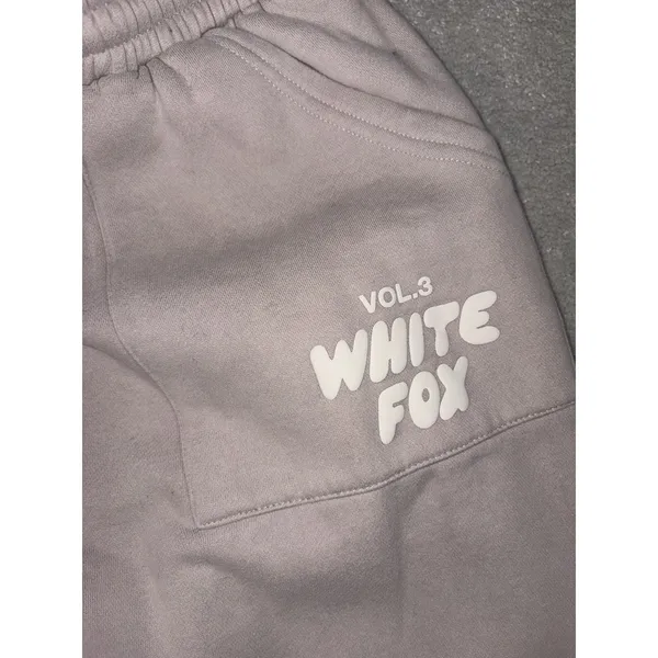 WHITE‎ FOX VOL. 3 Womens Greige Off Stage Sweatpants White Words Small Pockets - Image 3