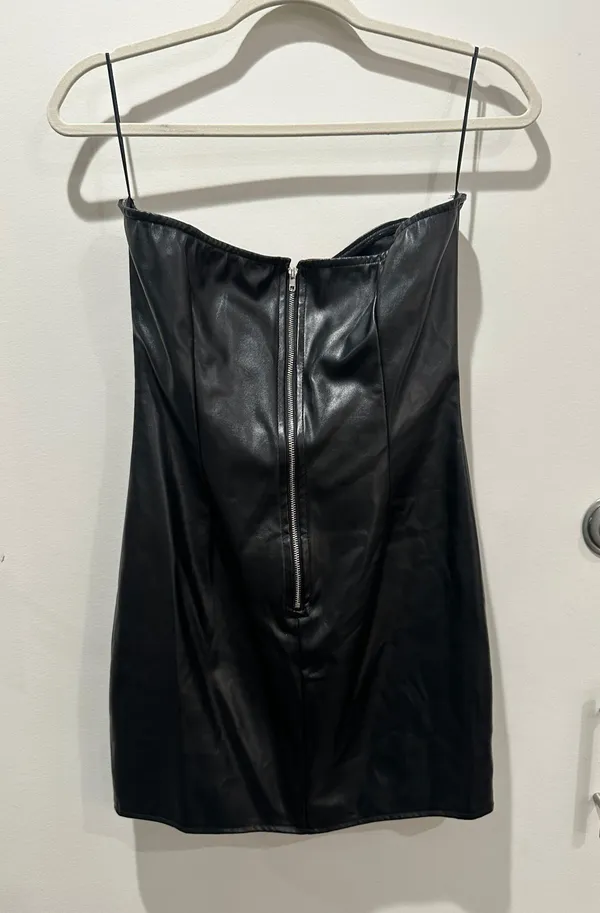 Leather Strapless Dress Size Medium Black - Image 2