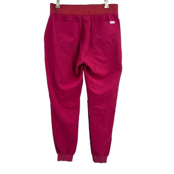 Figs Zamora Scrub Pants Dark Pink Drawstring Jogger Style Cargo Pocket Small - Image 3