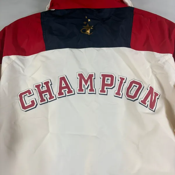 Champion USA Colorblock Cropped Windbreaker Jacket Red Blue Large Retro‎ NEW - Image 3