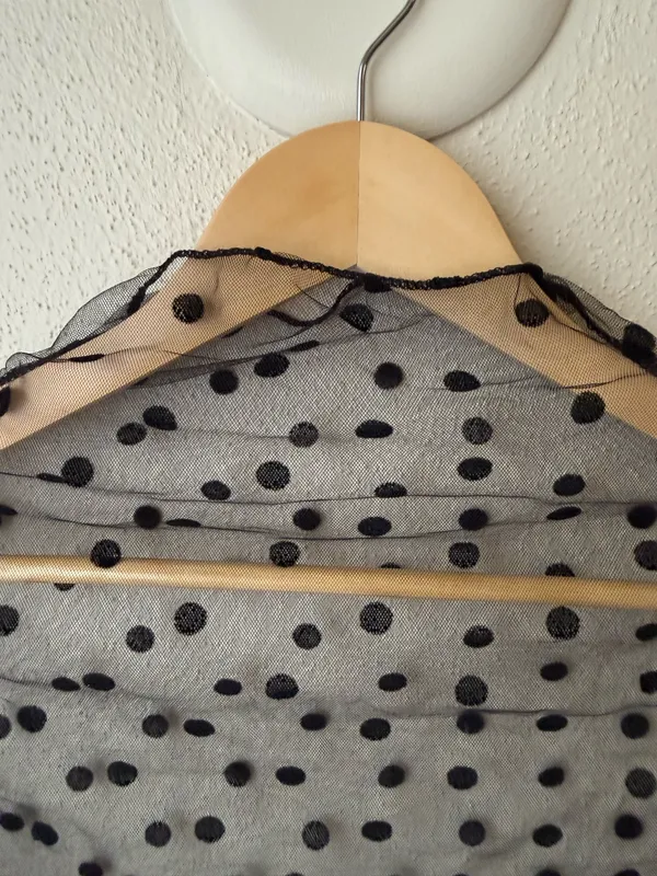 Sheer Polka Dot Mock Neck Top - Image 5