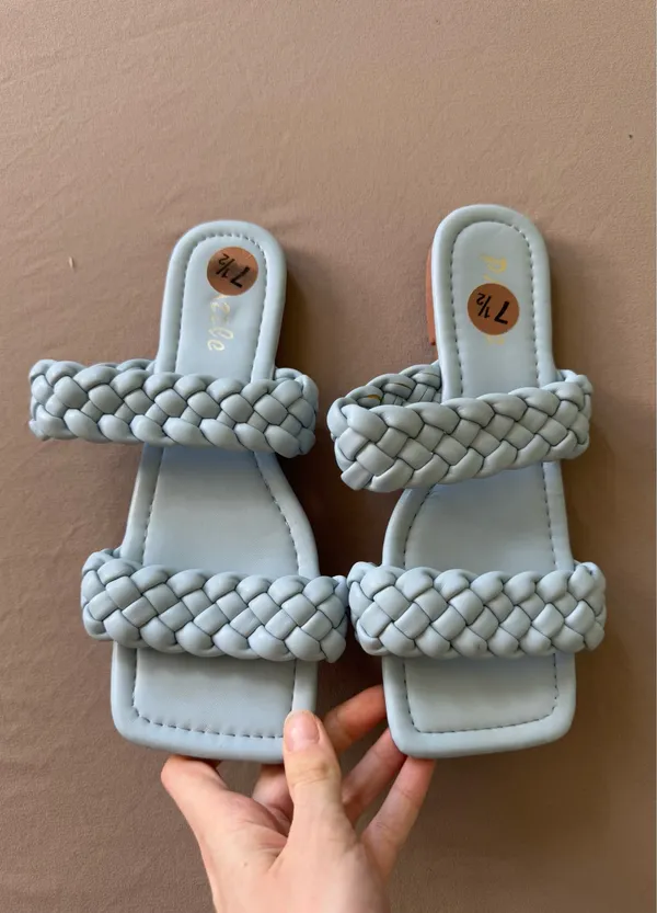 Braided Strap Square Toe Sandals Blue Size 7.5 - Image 3