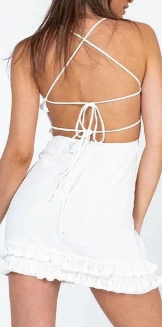 Princess Polly Fiorella Mini Dress White With Tassels - Image 2