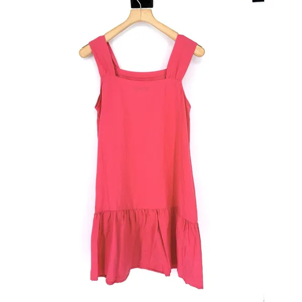 Loft Square Neck Flounce Tank Basic Dress Linen Blend Coral Size M NWT‎ - Image 2