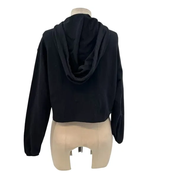 Monrow Black‎ Cropped Pull Over Hoodie Sweatshirt Size XS - Image 9