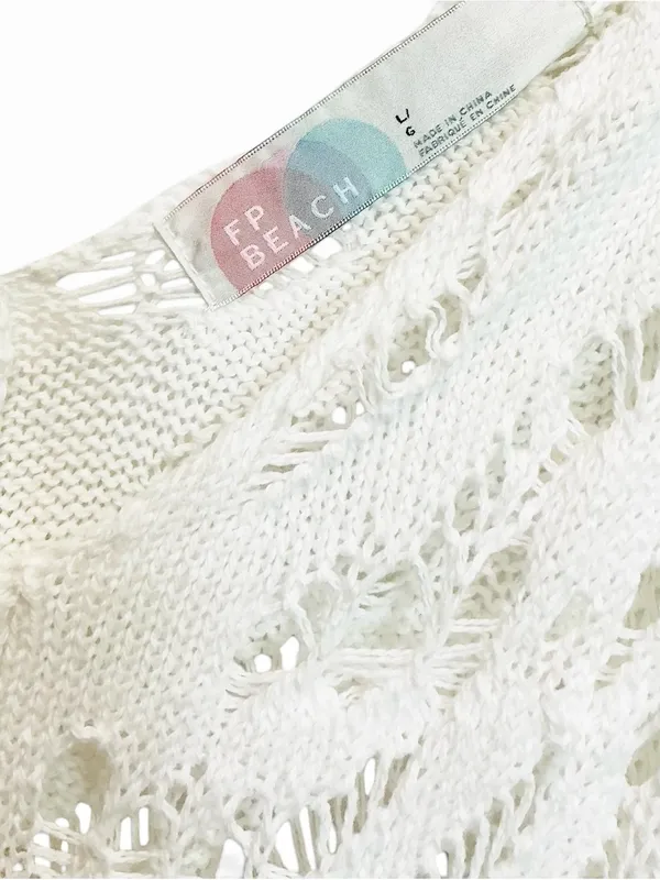 Free People Beach Bianca Fauxchet Crochet Flowy Midi Dress Ivory Large - Image 6