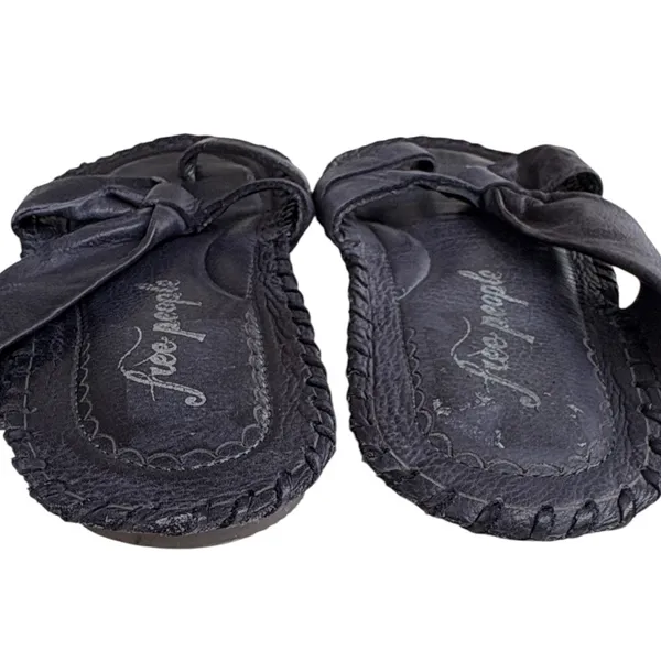 Free People Leather Bailey Slip-On Sandals Navy Size 7.5 - Image 6