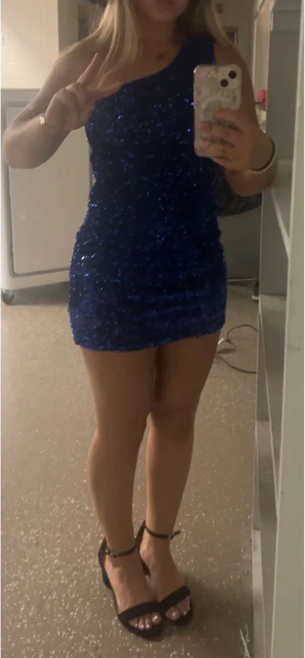 Sparkly Blue Homecoming Dress - Image 3