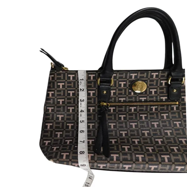 Tommy Hilfiger Monogram‎ Satchel Tote Bag – Brown/Black - Image 12