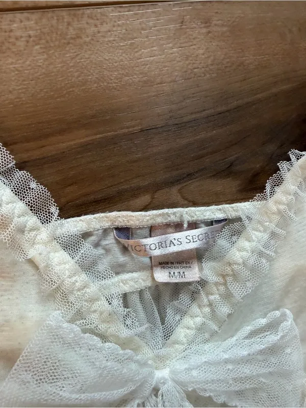 Y2K Victoria’s Secret Ivory Ruffle Babydoll Cami Tank Medium - Image 3