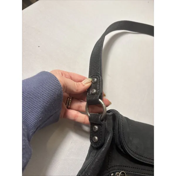 The Sak Black 100% Leather‎ Purse Handbag Bag Magnetic Flap Foldover Soft - Image 8