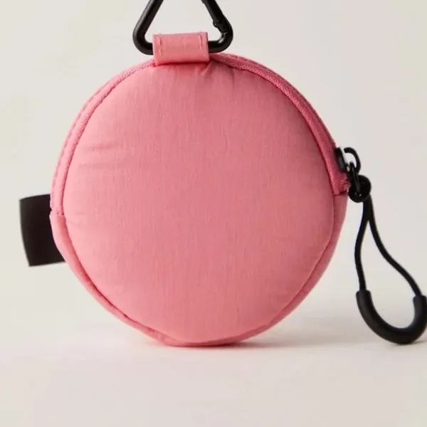 NWOT FREE PEOPLE FP ESSENTIALS ONLY Pink ROSE Round Pouch with Clip - Image 2