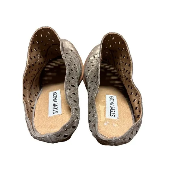 Steve Madden Harmony Mules in Dusty Gold Metallic Leather Upper Block Heel Sz 7M - Image 6