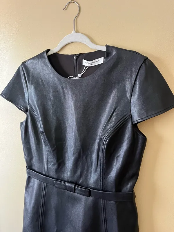 Amanda Uprichard Black Faux Leather Mini Dress - Image 3