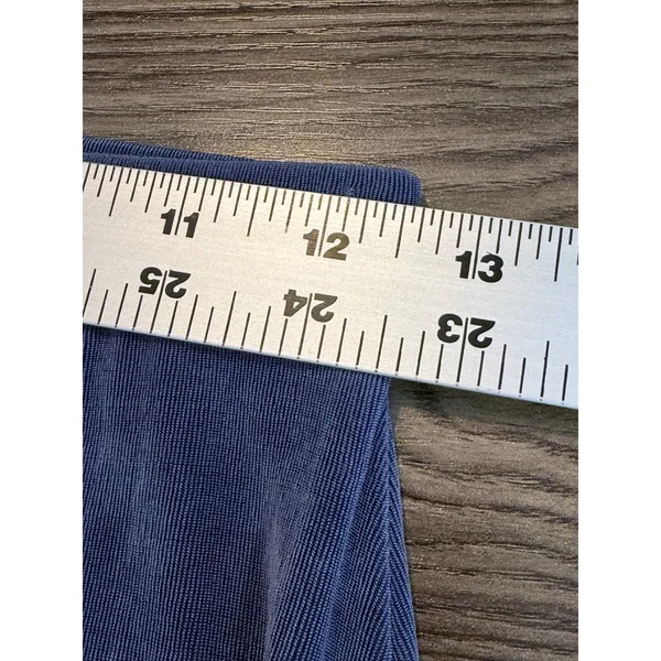 Vintage Poorboy Maxi Skirt Blue Ribbed Knit Back Slit S - Image 10