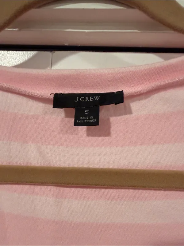 J. Crew Pink‎ Striped Short-Sleeve Midi Dress small - Image 4