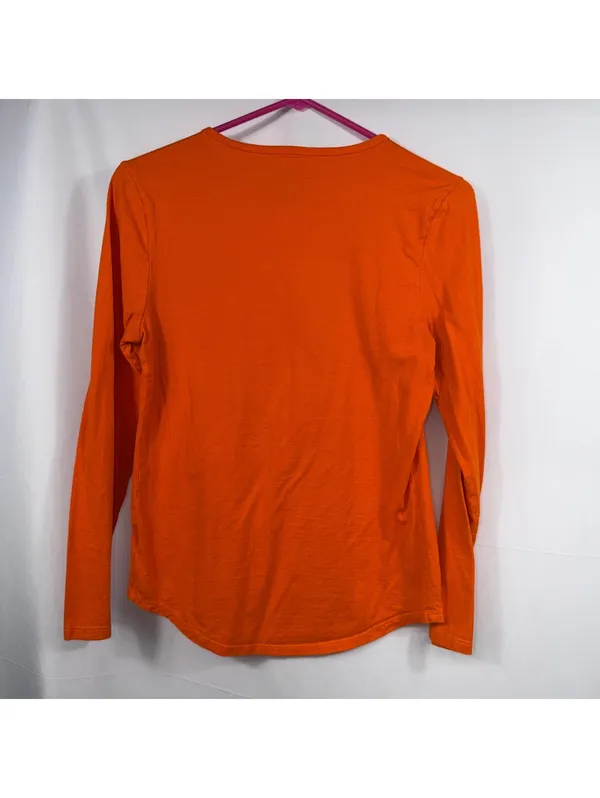 Women’s Halloween Trick or Treat Pumpkin Graphic Long Sleeve Shirt Orange Small - Image 5