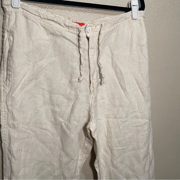 Linen‎ Tan Pants wide leg made in Italy size Medium Lagenlook Breathable Coastal - Image 4