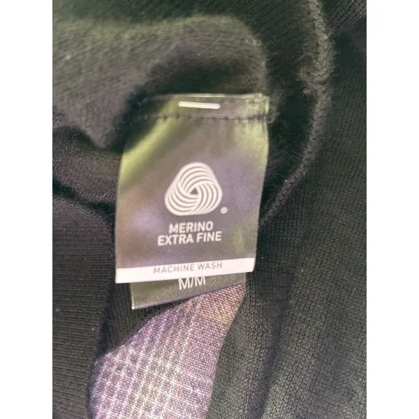 Katherine Barclay long sleeve black merino wool sweater Preppy Medium - Image 5
