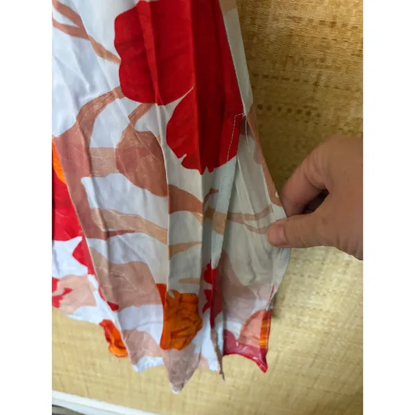 Maeve Anthropologie Floral Smocked Waist Midi Dress Red Orange White Size L‎ - Image 7