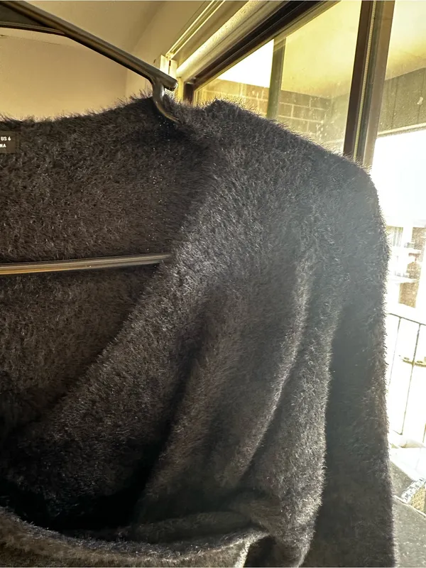SHEIN Black Faux-Fur Eyelash Wrap Sweater - Image 3