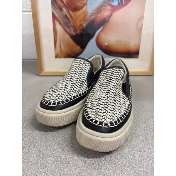 7 Dolce Vita Saydi Slip on tweed sneaker shoe black white multi woven - Image 4
