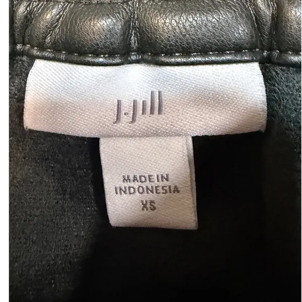J.Jill XS Black Faux Leather Drawstring Pull-On Skirt Pockets Quiet Luxury Edgy - Image 7