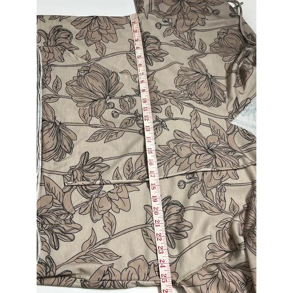 BiBi Floral Hoodie Top Taupe Lightweight Pullover Small Boho Casual - Image 8
