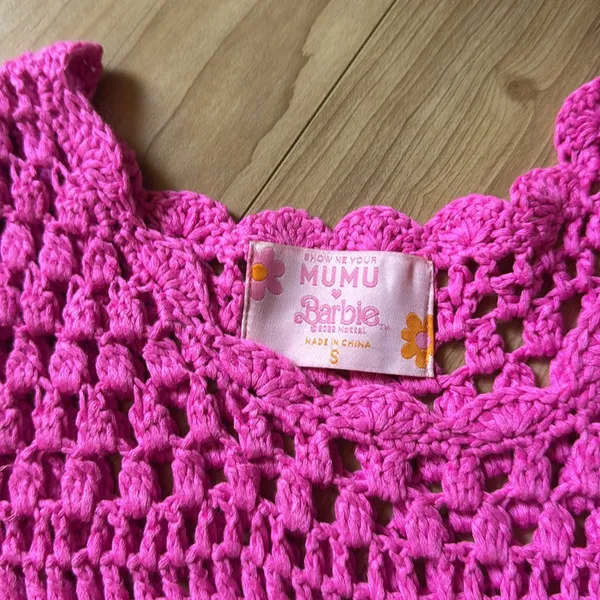 Show Me Your Mumu X Barbie Pink Crochet Dress - Image 3