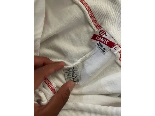 HANK Y2K White Sweatpants Made in Hollywood Cotton Sz L - Image 2