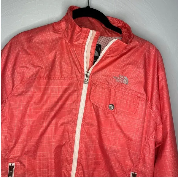 North Face Full Zip Windbreaker Jacket Women's Size Medium Lined Hiking Pink - Image 3