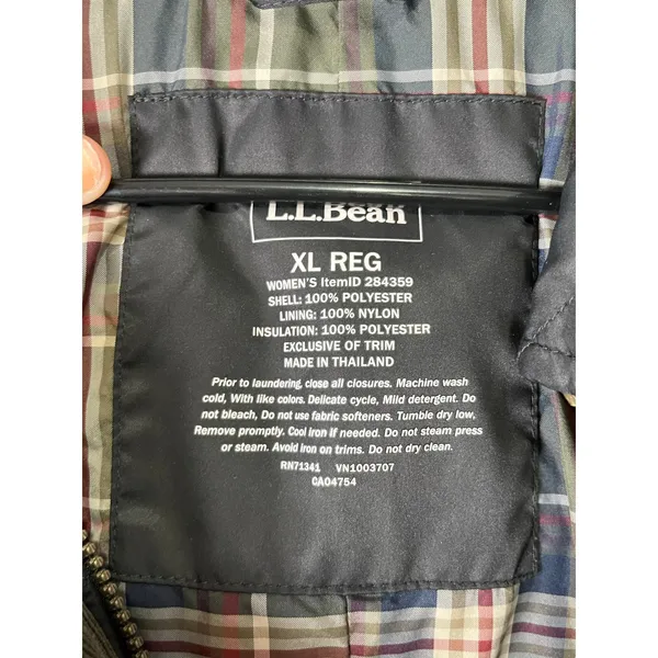 L.L.Bean Women’s Quilted Riding Jacket Black Plaid Lined XL Equestrian Classic - Image 5