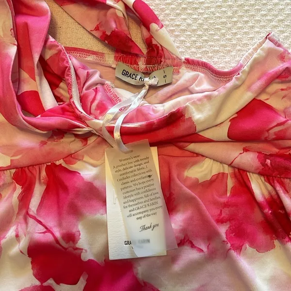 Grace Karin Criss Cross Halterneck Flowy A Line Maxi Dress in‎ Pink Watercolour - Image 7