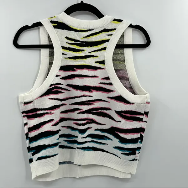 525 America Zebra Crop Sweater Vest Large NWT Y2K Colorful Knit Tank - Image 3