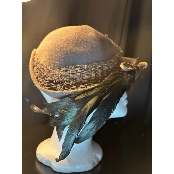 Vintage‎ Linda Jane Hollywood Styles Felt Hat Henry Pollak Ferry Felt Taupe 22 - Image 5
