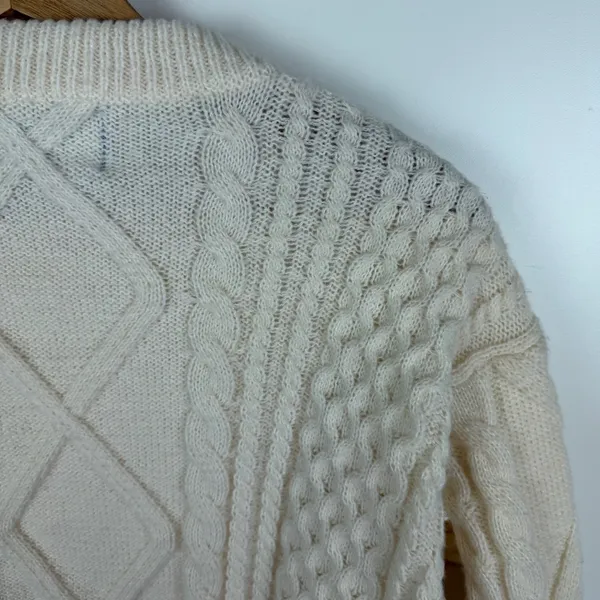 Aelfric Eden Cream Cable Knit‎ Sweater Medium Fisherman Minimalist Cozy Neutral - Image 2