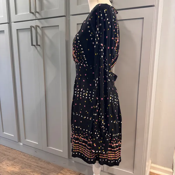 Free People Coryn Black Cherry Print Open Back Long Sleeve Mini Dress Size 12 - Image 5