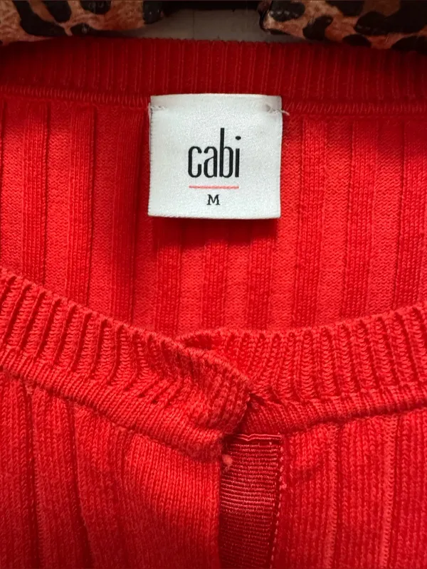 Cabi Tomato Red Bell-Sleeve Open Cardigan Sweater Medium - Image 6