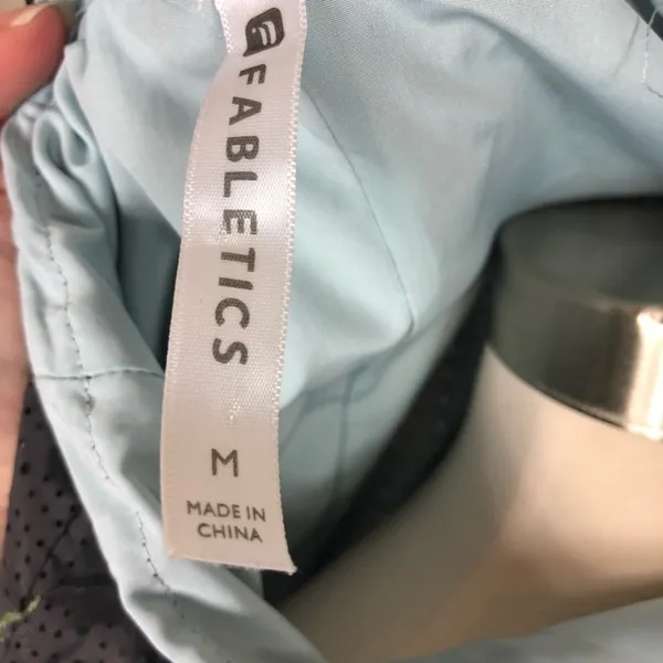 Fabletics‎ Womens Perforated Windbreaker Jacket Blue Hooded Medium athletic - Image 7