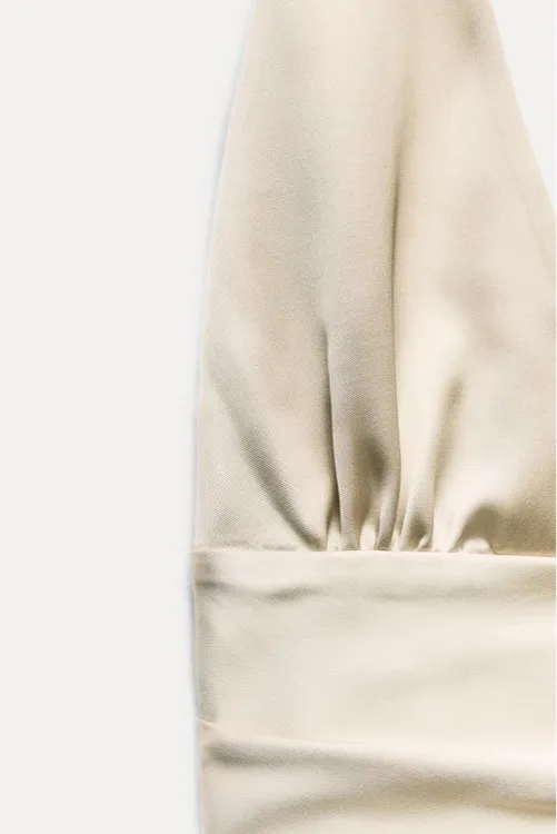 Zara dress mini satin halter champagne bodycon party wedding evening date - Image 13