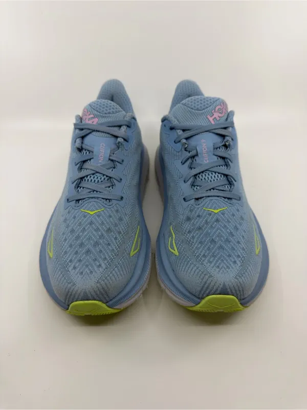 Hoka Clifton 9 Color Blue And Pink Colorway With Neon Green Accents SZ 9.5 - Image 2