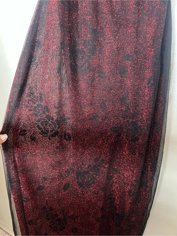 Roberta Vintage Burgundy Floral Mesh Whimsigoth, 90s Whimsigoth, Vampy Grunge - Image 7