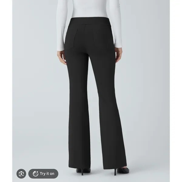 Halara High Waisted Work Flare Pants Pockets Black Office Career Womens Large - Image 2