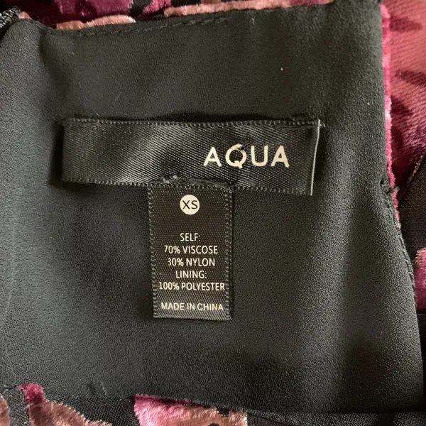 Aqua Black Pink Floral Velvet Burnout Slip Dress Sleeveless XS - Image 4