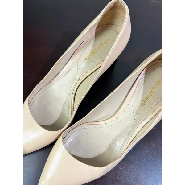 Nicholas Kirkwood‎ Sculptural Block Heel Pumps Nude Leather Office Shoes Size 37 - Image 9