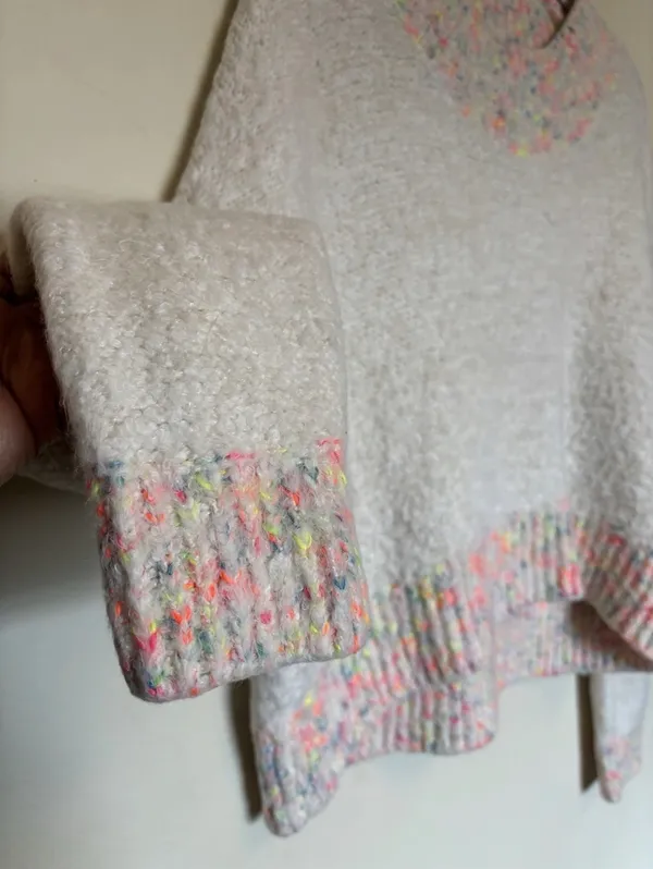 Free People Stardust Multicolored Sweater Sz M Confetti Knit Mock Neck Cropped - Image 4